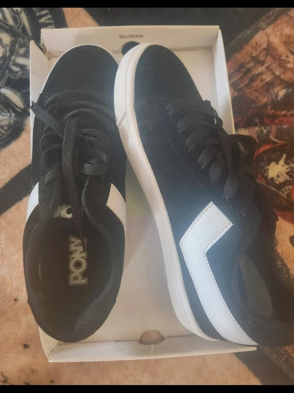 PONY Black and White Low-Top Athletic Sneakers
